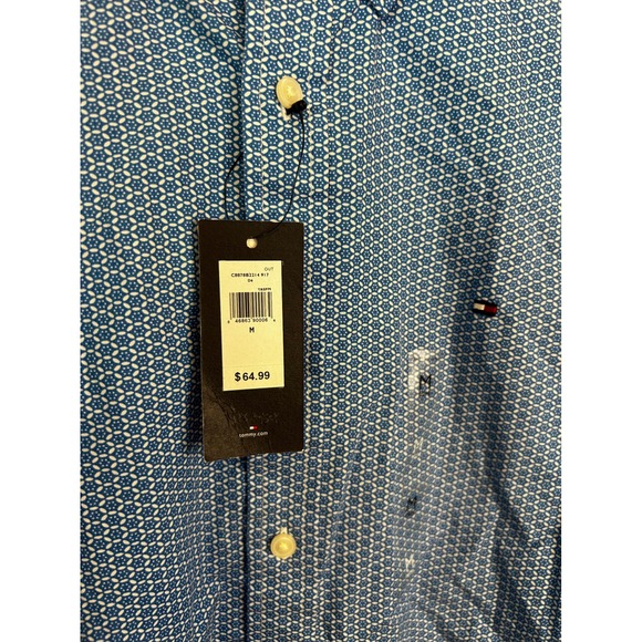 Tommy Hilfiger Mens Blue Geometric Print Button Down Shirt NWT Size M C8878B2214 - Picture 4 of 4